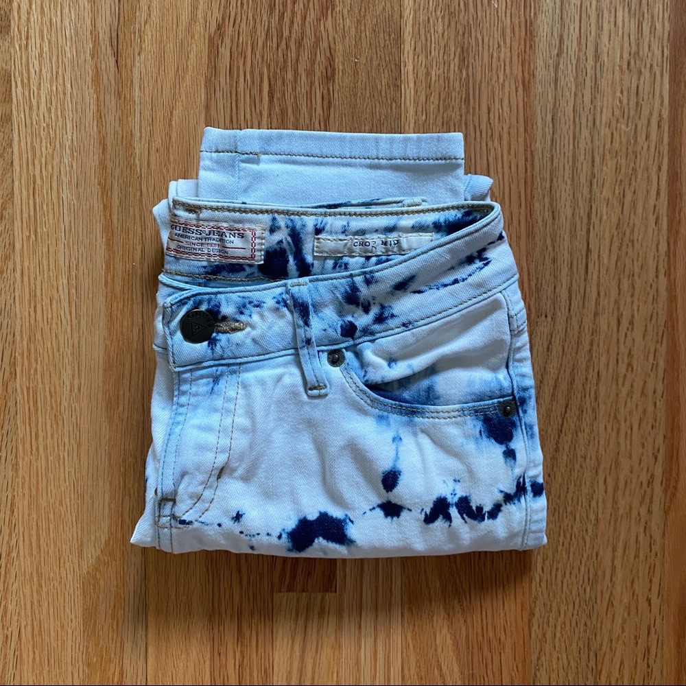 Guess Acid Wash Crop Mid Jeans